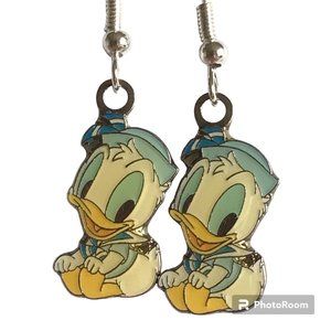 Vintage Disney Donald Duck Earrings Disneyana Signed Charms Disney Babies